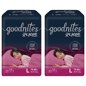 굿나이트 팬티형 키즈 기저귀 여아용, 대형(L), 34매