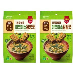 풀무원 1분즉석국 미역미소된장국, 30g, 2개