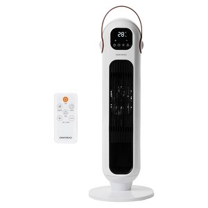대우 저소음 PTC 타워형 리모컨 전기 온풍기 히터, DEH-PT12R, 화이트