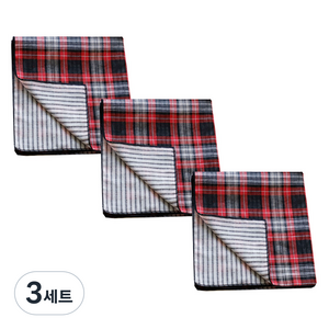 까사베르데 오딘 체크 이중거즈 선염면 키친크로스 3p 세트 M 52 x 52 cm, 레드블랙체크, 3세트