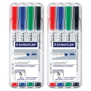 [스테들러]341 화이트보드 마카 컴팩트 1.0-2.0mm 세트, 4색, 8개