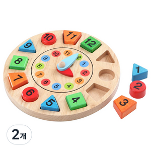 토도리브로 원목 도형시계 퍼즐, 2개, 12피스