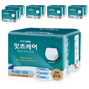 잇츠케어 남녀공용 성인용 기저귀 팬티형, 중형, 10개입, 6개