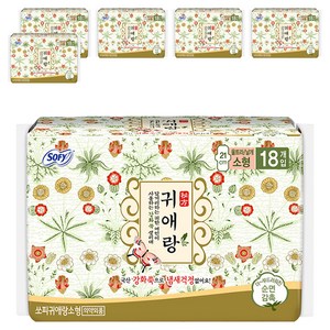 쏘피 귀애랑 생리대 울트라 날개형, 소형, 18개입, 6개
