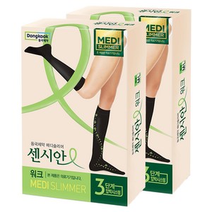 센시안 워크 니하이 압박 스타킹 블랙, 2개, 종아리/무릎형
