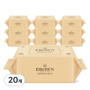 브라운 오리지널 플러스 아기물티슈 리필형, 55g, 80매, 20개