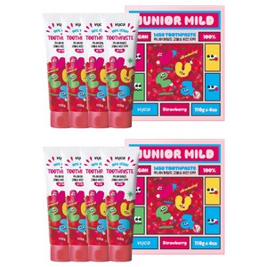 뷰카 주니어 마일드 고불소 구취케어 비건 어린이 치약 딸기향, 110g, 8개