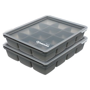 쁘띠누베 실리콘 멀티큐브 이유식 냉동용기 12구, GRAY, 2개, 25g