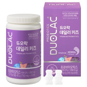 듀오락 데일리키즈 츄어블 어린이 유산균, 60정, 1개 골드박스 특가