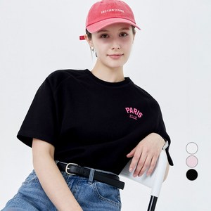 ELLEPARIS ELLE PARIS 여성용 오버핏 Paris 라글란 반팔 티셔츠 골드박스 특가