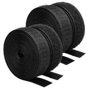 쿠말 접착 초강력 벨크로 테이프 갈고리면 20mm x 10m + 부착면 20mm x 10m 세트, 블랙, 2세트