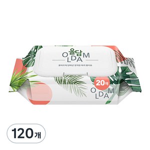 [비건라이프] 올담 휴대용 아기물티슈 캡형, 60g, 20매, 120개