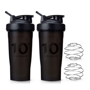 10도씨 블렌딩 쉐이커 보틀 + 블랜더볼, 블랙, 600ml, 2개