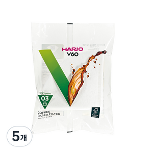 하리오 커피필터 여과지 VCF-03-100W, 100개입, 5개