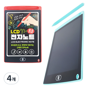 아가플러스 컬러 LCD 필기 드로잉 패드 + 전용 팬 2종 세트, 레드 + 블루, 4개