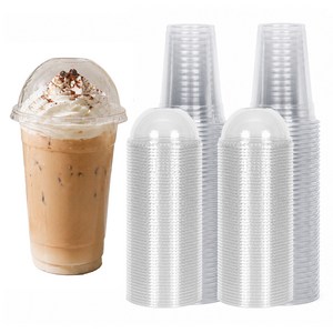 생활을그리다 투명 PET 아이스컵 + 돔뚜껑, 470ml, 100개입, 1세트