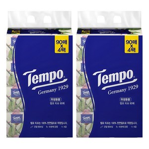 Tempo 천연펄프 미용티슈 4겹, 90매, 8개
