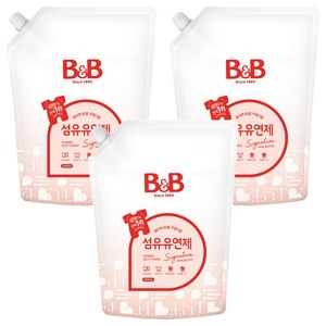 비앤비 비자극 유아 섬유유연제 시그니처 알러젠프리 자스민앤로즈향 리필형, 1.5L, 3개