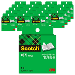 스카치 매직 테이프 리필 12mm x 18m, 혼합색상, 20개