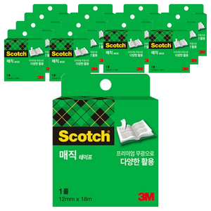 스카치 매직 테이프 리필 12mm x 18m, 혼합색상, 15개