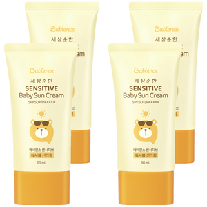 [비건라이프] 베비언스 유아용 센서티브 워셔블 선크림 SPF50+ PA++++, 80ml, 4개
