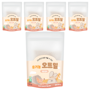 퍼기 유아용 유기농 오트밀 작은입자, 300g, 5개