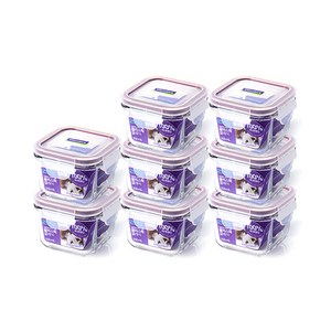 글라스락 퍼플 에디션 정사각 밀폐용기, 8개, 210ml