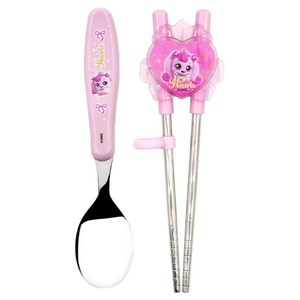 르번 프린세스 캐치티니핑 양손 교정 수저 세트, 하츄핑, 스푼 + 젓가락, 1세트