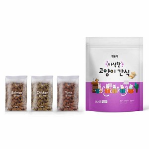 펫둥이 고양이 바삭한 간식 3가지맛, 혼합맛(연어/닭고기/참치), 600g, 1세트