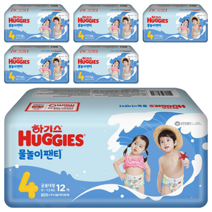 하기스 NEW 물놀이팬티 팬티형 수영장 기저귀 유아용, 72매, 4단계