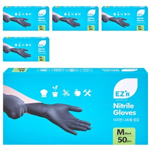 EZn이지엔 니트릴 장갑 50p, 블랙, M, 5개