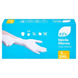 EZn이지엔 니트릴 장갑 3.5g 200p, 화이트, S, 1개