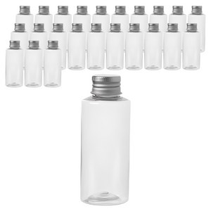 병도매닷컴 AC100 투명 음료용기 알루미늄 실버캡, 100ml, 24개