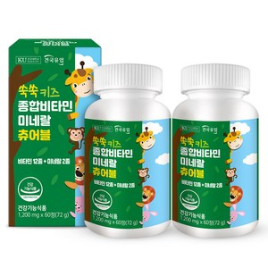 건국유업 쑥쑥 키즈 종합 비타민 미네랄 츄어블 72g, 60정, 2개