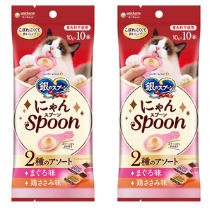유니참긴노스푼 고양이 냥스푼 습식 간식 10개입, 혼합맛(참치/닭가슴살), 100g, 2개
