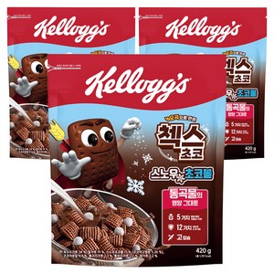 첵스초코 오곡으로 만든 스노우초코볼 시리얼, 420g, 3개