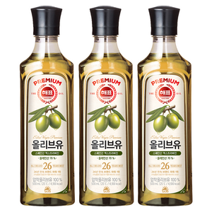 해표 압착 올리브유, 500ml, 3개