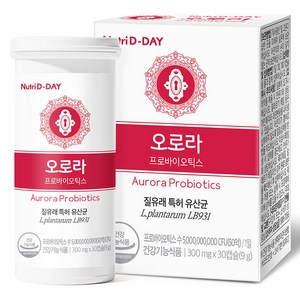 뉴트리디데이 오로라 프로바이오틱스 질유래 유산균, 30정, 1개
