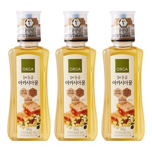 올가홀푸드 1+등급 아카시아꿀, 500g, 3개