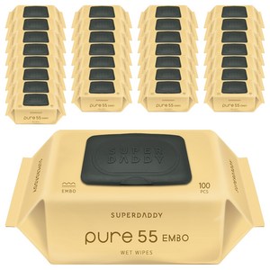 슈퍼대디 저자극 퓨어55 엠보싱 아기물티슈 캡형, 55g, 100매, 30개