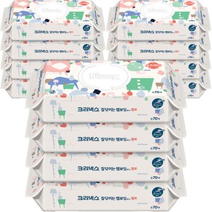 크리넥스 잘닦이는 엠보싱 점보 물티슈 캡형, 274g, 70매, 12개