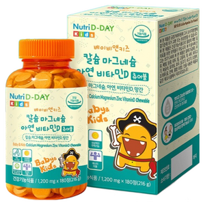 뉴트리디데이 베이비앤키즈 칼슘 마그네슘 아연 비타민D 216g, 180정, 1개