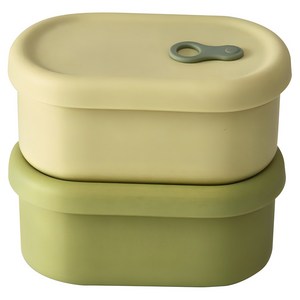 파미레 실리콘 스팀홀 용기 타원형 2종 세트 350ml, 올리브+라임, 1개 골드박스 특가