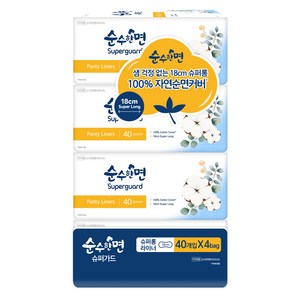 순수한면 팬티라이너 뉴, 슈퍼롱, 40개입, 4개