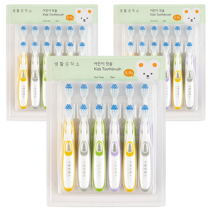 생활공작소 어린이 칫솔, 혼합색상, 12개입, 3개