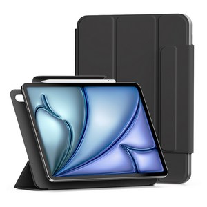 신지모루 플랫 커버 마그네틱 폴리오 애플펜슬 태블릿PC 케이스, 블랙, 1개