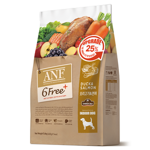 ANF 전연령 식스프리 플러스 인도어 독 건식사료, 연어+오리, 5.6kg, 1개