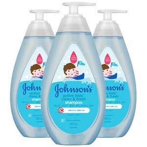 존슨즈베이비 액티브 키즈 클린 앤드 프레시 샴푸, 500ml, 3개
