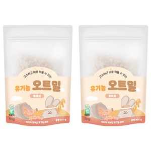 퍼기 유아용 이유식용 유기농 세척 오트밀 포리지, 300g, 2개