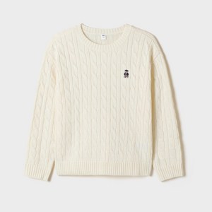 스파오키즈 아동용 울블렌드 쿠디 케이블 라운드넥 스웨터
